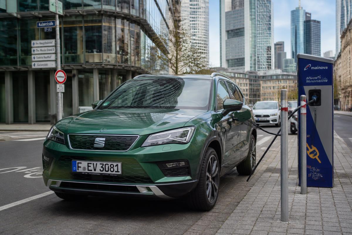 E-SUV (z. B. Seat/Cupra Elektro) mit deutschem Kennzeichen F-EV 3081