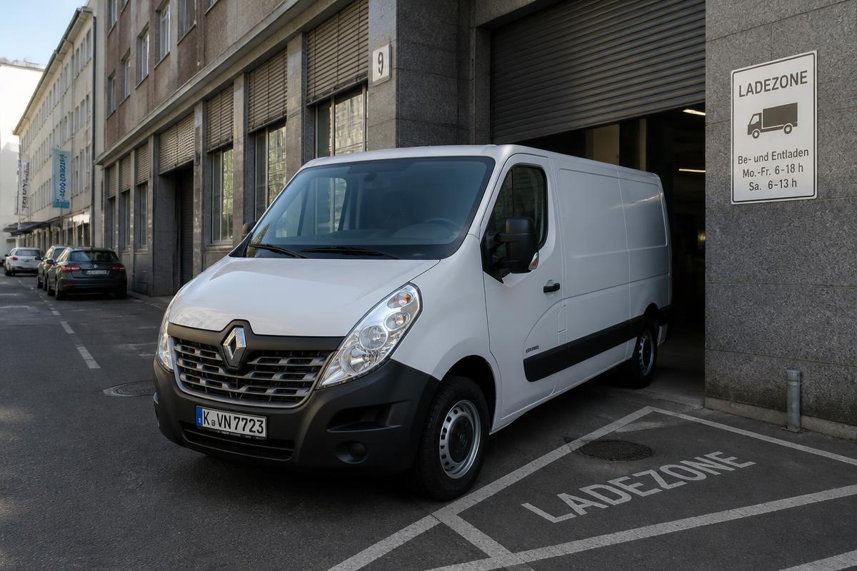 Transporter (z. B. Renault Master L2H1) mit deutschem Kennzeichen K-VN 7723